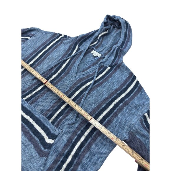 Lucky Brand Blue Striped Baja Hoodie M/M Cotton Blend Pullover With Front Pocket - Picture 10 of 11